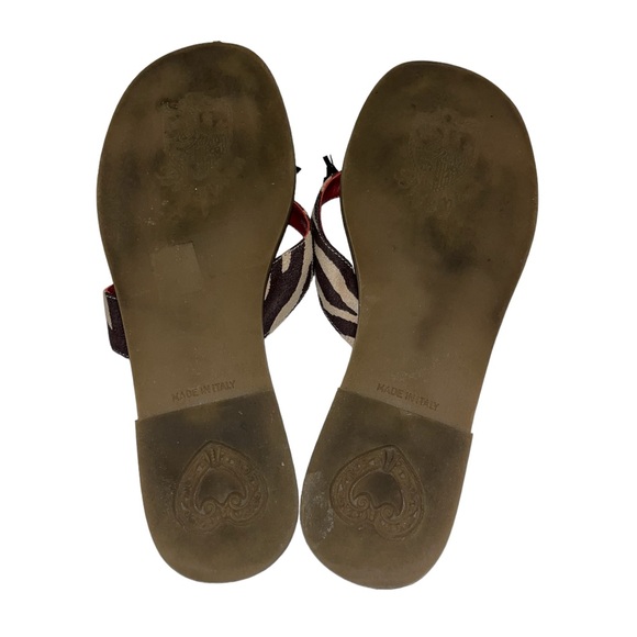 Brighton "Ofelia" Zebra Print Leather Thong Sandals - Picture 9 of 13